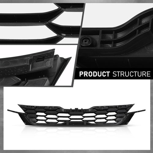 Solid Spare Fit For 20-23 Kia Seltos Front Bumper Upper Grille Grill Black+Chrome 86350Q5300