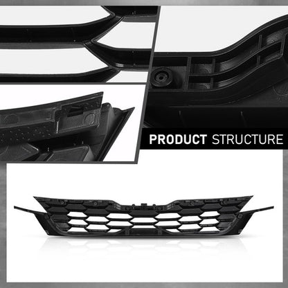 Solid Spare Fit For 20-23 Kia Seltos Front Bumper Upper Grille Grill Black+Chrome 86350Q5300