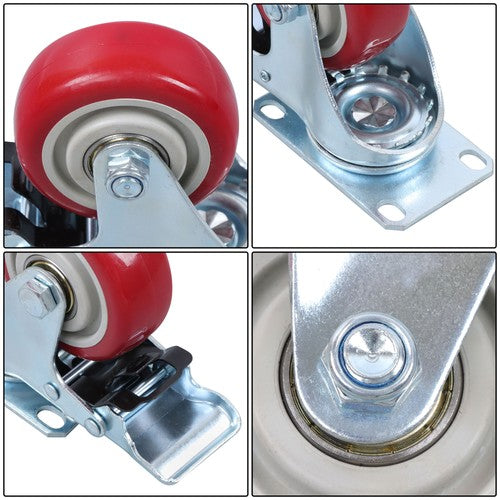 Solid Spare 3 Inch Industrial Heavy Duty Swivel Caster Wheels with Brake Set of 4 Safety