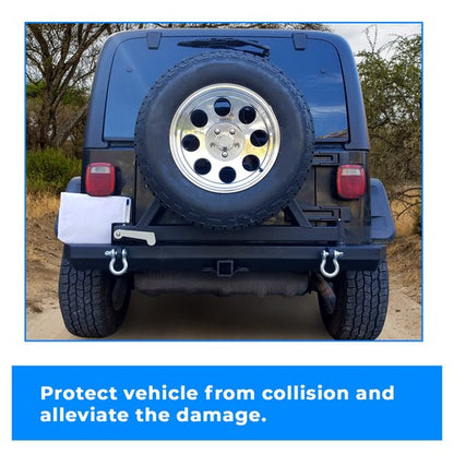 Solid Spare Rear Bumper with Tire Carrier & D-Ring Fit for 87-96 YJ & 97-06 TJ Jeep Wrangler