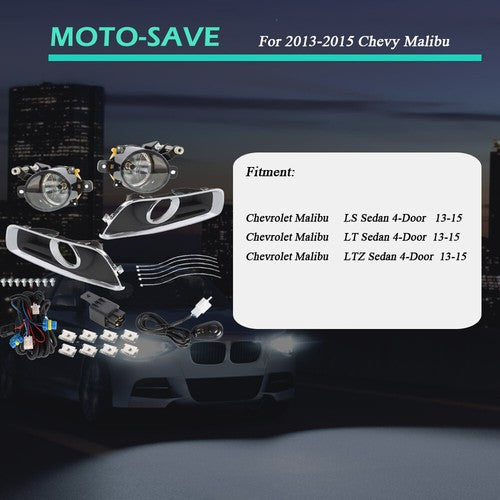 Solid Spare Left+Right Fog Lights Halogen Lamp Clear Lens+Switch For Chevrolet Malibu 13-15