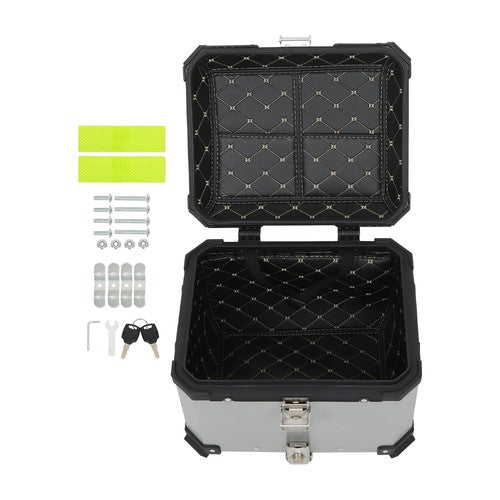 Solid Spare 45L Silver Motorcycle Luggage Waterproof Tail Box Scooter Trunk Storage Top Case