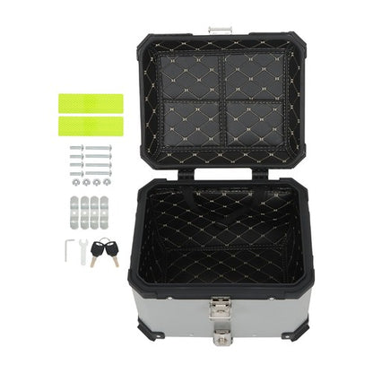 Solid Spare 45L Silver Motorcycle Luggage Waterproof Tail Box Scooter Trunk Storage Top Case