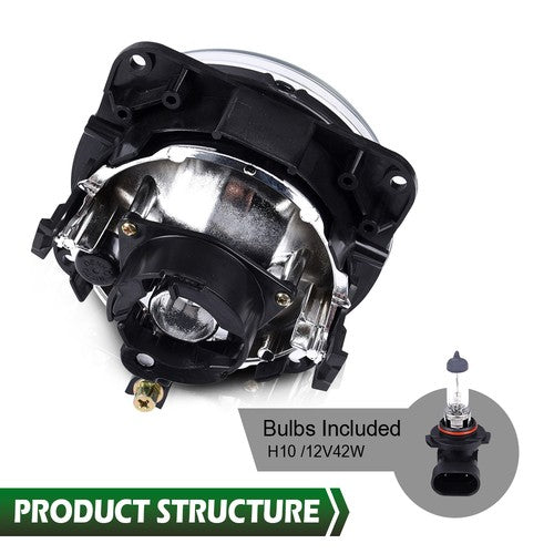 Solid Spare Bumper Fog Lights Lamps Clear W/Bulbs Fit For 03-2004 Ford Cobra/2002-2004 Focus
