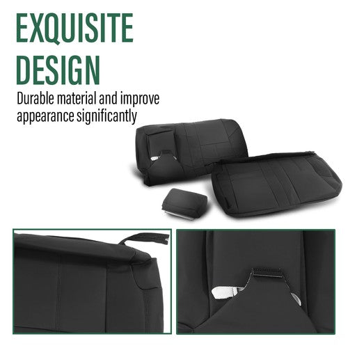 Solid Spare Fit For 07-13 Chevy Silverado GMC Sierra Crew Cab Full Set Seat Covers Replace