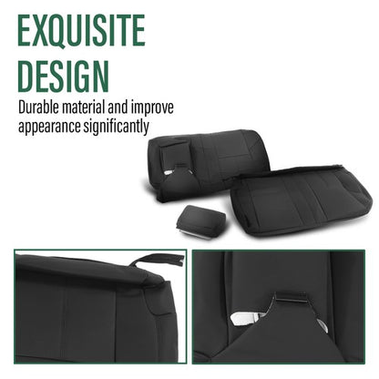 Solid Spare Fit For 07-13 Chevy Silverado GMC Sierra Crew Cab Full Set Seat Covers Replace