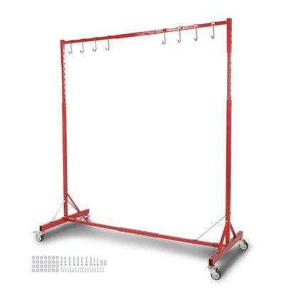 Solid Spare 5-7ft Red Painting Rack Adjustable Paint Hanger 8 Hooks Auto Body Painting Stand