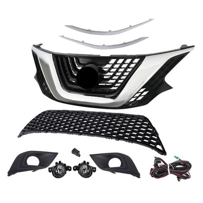 Solid Spare 8pcs For Nissan Murano 2015-2018 Front Grill Bumper Trim Molding+Foglights Set