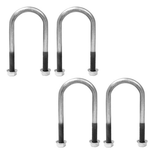 Solid Spare New Trailer U Bolt Kit For 2 Inch Axle Tube 6 Inch Long Set Of 4 Bare Metal