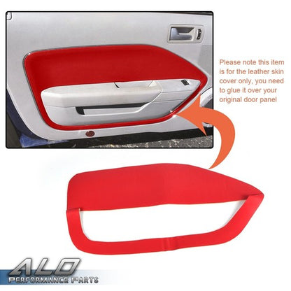 Solid Spare Fit For 05-09 Ford Mustang Red Door Panel Insert Cards Synthetic Leather Cover