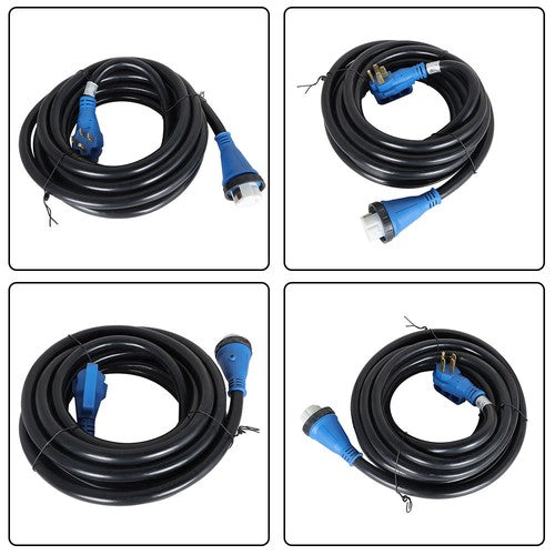 Solid Spare 14-50P 50 Amp 30ft Generator Extension Cord & Power Inlet Box Power Combo Kit