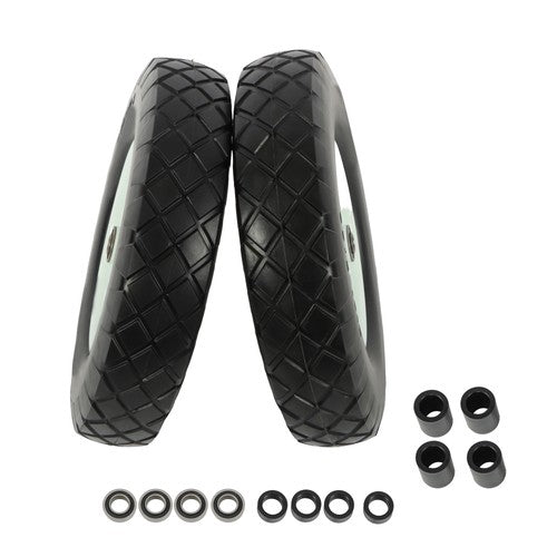 Solid Spare Lawn Mower Tires Solid for Trolley Smooth Flat White Rims Metal 16x4.80/4.00-8"
