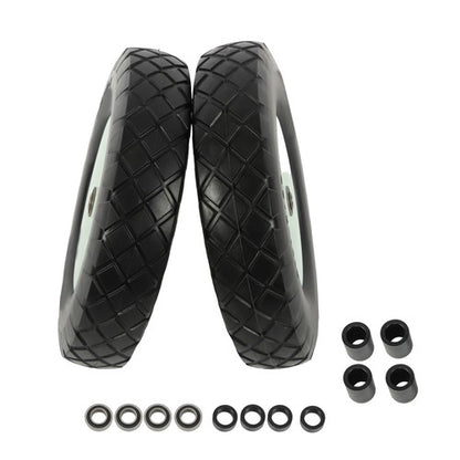 Solid Spare Lawn Mower Tires Solid for Trolley Smooth Flat White Rims Metal 16x4.80/4.00-8"