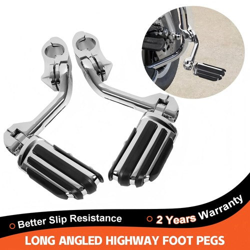 Solid Spare Long Highway Foot Pegs Fit For Harley Touring Road King Street Glide 1-1/4" Bars
