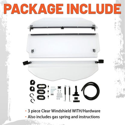 Solid Spare 2-IN-1 Flip Front Clear Windshield W/Hardware For Can-Am Maverick X3 2017-2025
