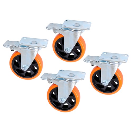 Solid Spare 5 inch Swivel Caster Wheels with Dual Locking, Heavy Duty Castors Set of 4