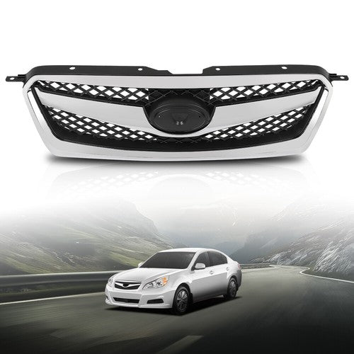 Solid Spare Fit For 2010-2012 Subaru Legacy Front Bumper Upper Grille Grill Black Chrome