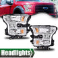 Solid Spare Fit For 15-17 Ford F-150 Chrome Housing Amber Corner Headlights Headlamps LH RH