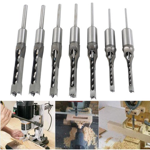 Solid Spare 7 Pcs Woodworking Square Hole Mortise Drill Bit High Speed Steel Chisel Bit