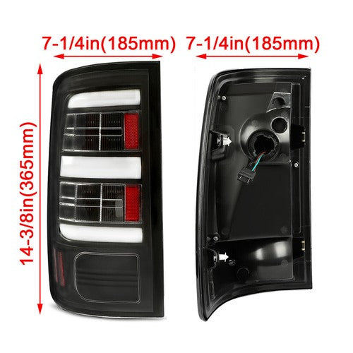 Solid Spare Black Tail Lights Brake Lamps LED Bar Light for 09-18 Dodge Ram 1500 2500 3500