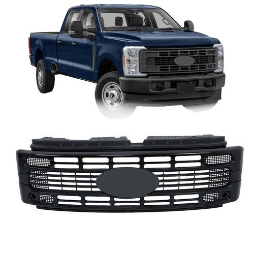 Solid Spare Fit For Ford F250 XL/XLT 2023 2024 Gloss Black Plastic Front Upper Grill Grille