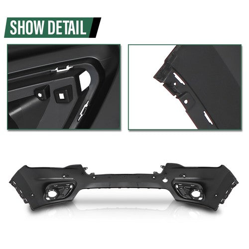Solid Spare Fit For 19-23 Jeep Cherokee Front Upper Bumper Cover W/ Park Assist CH1014141