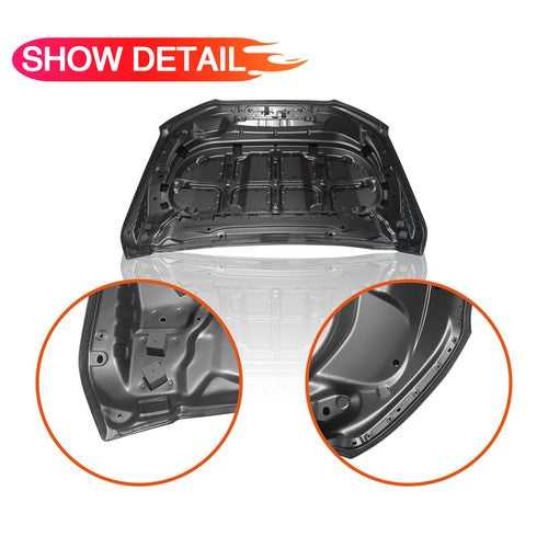 Fit 2019 2020 2021 2022 Ford Ranger Black Hood Direct Replacement  Aluminum