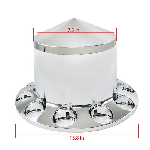 Solid Spare Chrome Hub Cover Kit 33mm Rear & Front for Semi Truck Wheel Axle Covers Spiked