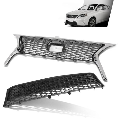 Solid Spare Front Bumper Upper & Lower Grille Fit For 2013-2015 Lexus RX350 F-Sport Style