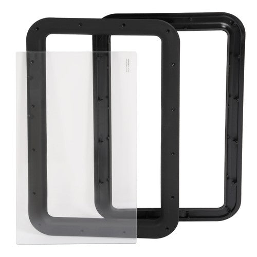 Solid Spare Black RV Entry Entrance Door Window For RV Camper Cargo Truck Trailer