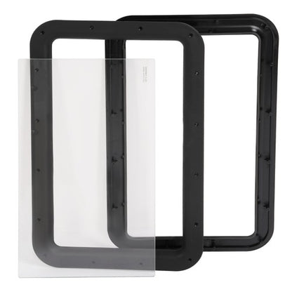 Solid Spare Black RV Entry Entrance Door Window For RV Camper Cargo Truck Trailer