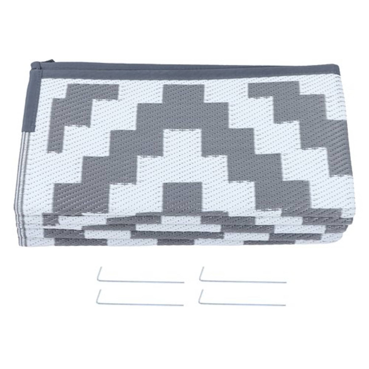 Solid Spare Gray & White 8x10ft Waterproof Plastic Straw Rug For Camping Outdoor Carpet