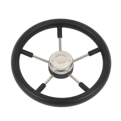 Solid Spare New Stainless Steel Yach Steering Wheel with PU Foam 5 Spoke 13-7/8 Inch?Black?