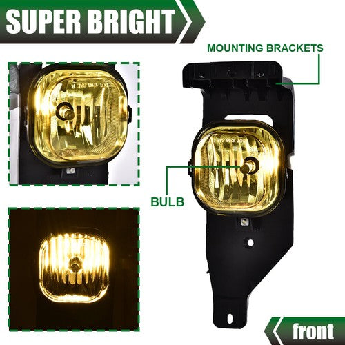 Solid Spare Fit For 05-07 Ford F-250 F-350 F-450 F-550 Yellow Lens Excursion Fog Lights