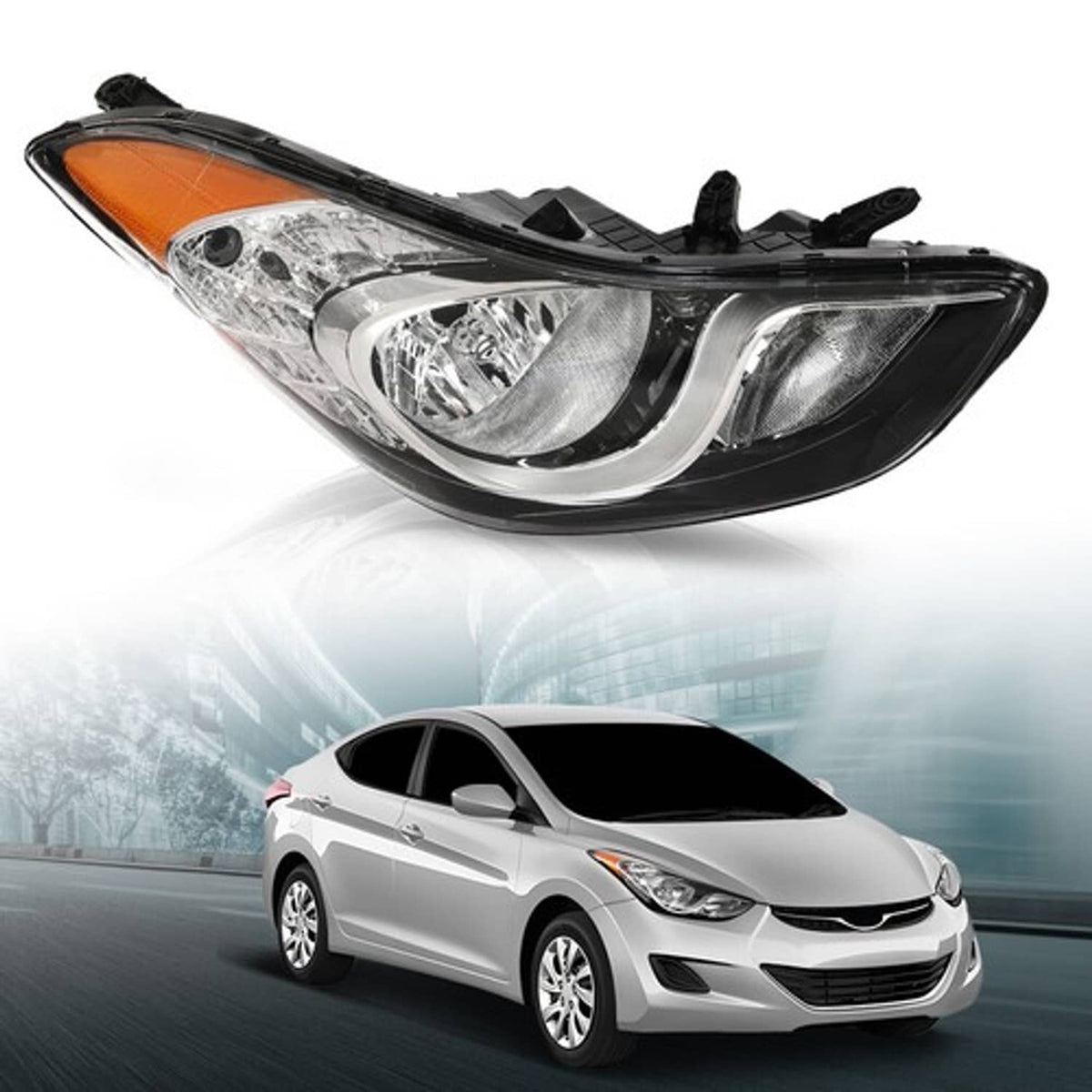 Solid Spare Fit For 2011-2013 Hyundai Elantra Halogen Headlight Assembly Right Passenger