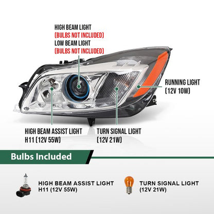 Solid Spare HID/Xenon Projector Headlight Headlamp Left Side Fit For 2009-2012 Buick Regal