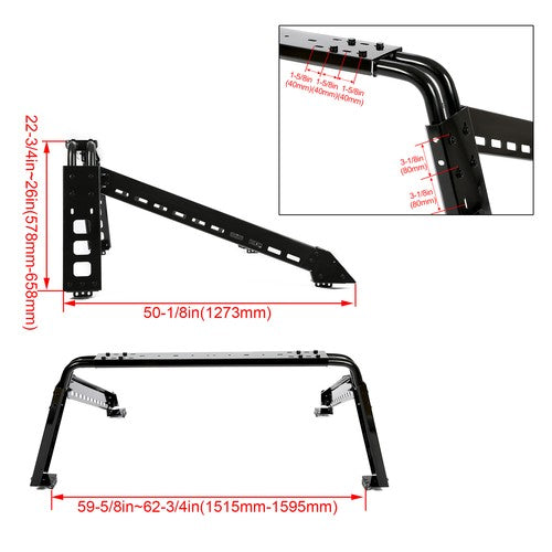 Solid Spare Roll Bar For Full Size Truck Silverado Ram F150 Adjustable Sports Bar Cargo Rack