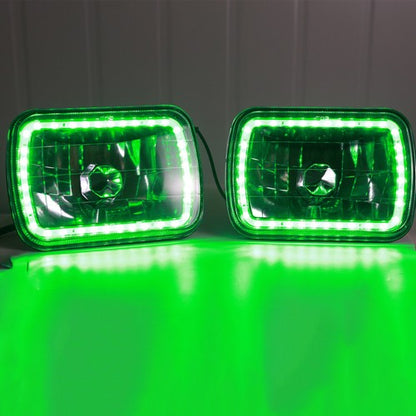 7X6" 5x7 7 Colors Change RGB LED Halo Headlights Lamps Driver & Passenger Side