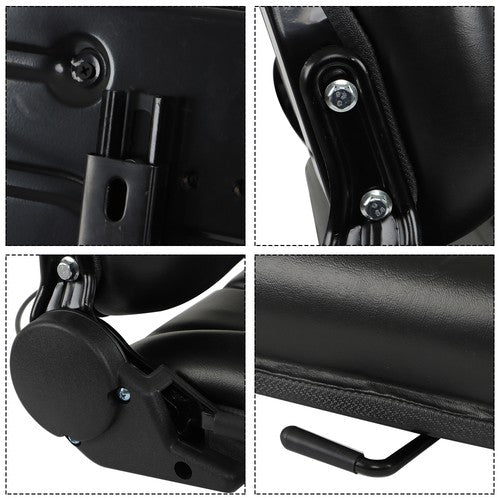 Solid Spare Universal Fold Down Forklift Seat with Adjustable Angle Back,Micro Switch Black