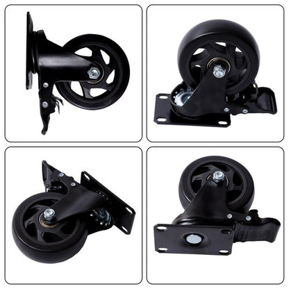 Solid Spare 4 Inch Universal Heavy Duty Swivel Caster Wheels × 4 with Brakes Black