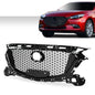Solid Spare Front Bumper Upper Honeycomb Grille Grill Black Fit For 2017-2018 Mazda 3 Axela