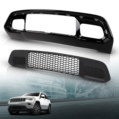 Solid Spare Fit For 2017-2022 Jeep Grand Cherokee Front Lower Grille & Bumper Grill Bezel