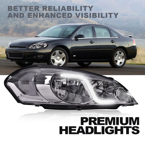 Solid Spare Fit For 2006-2013 Impala/2006-2007 Monte Carlo LED DRL Clear Corner Headlights