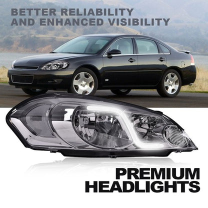 Solid Spare Fit For 2006-2013 Impala/2006-2007 Monte Carlo LED DRL Clear Corner Headlights