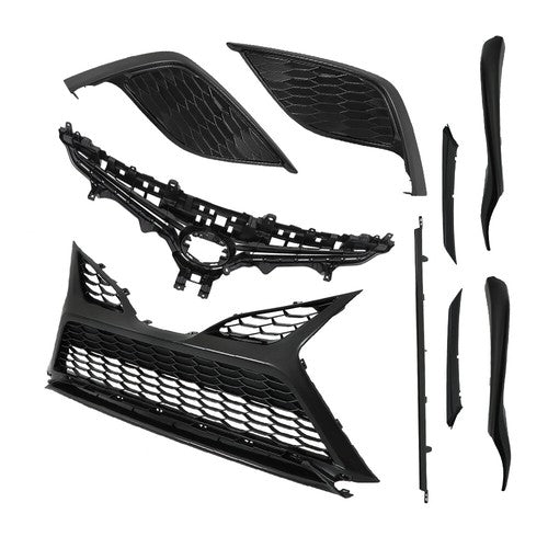 Solid Spare Black For Toyota Camry SE 2021-2023 9pcs Fog Light Bezel Set Front Grille Trim