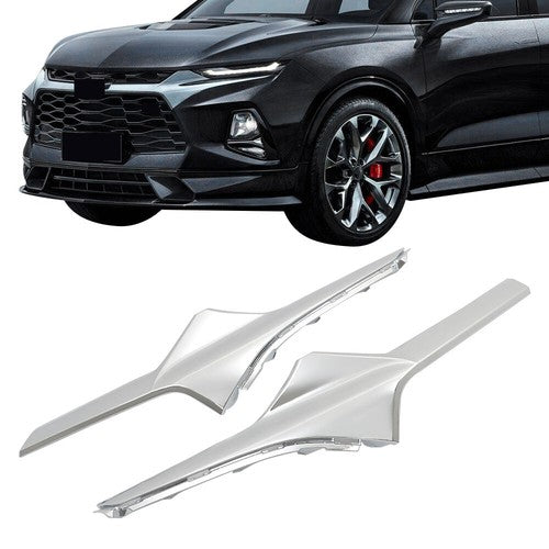 Solid Spare Fit For Chevrolet Blazer 19-21 Chrome Front Left Right Side Grille Molding Trim