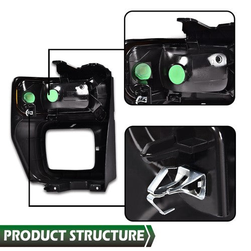 Solid Spare Headlight Trim Bezel w/ Parking Light Fit For 2008-2014 Ford E150 E250 E350 Left
