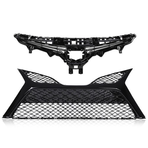 Solid Spare Front Bumper Upper + Lower Grille Fit For 2018 2019 2020 Toyota Camry SE XSE