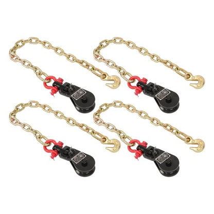 Solid Spare 4PCS 2Tons Snatch Block | 3" Sheave for 3/8" Inch Wire Rope with G70 Chain Black