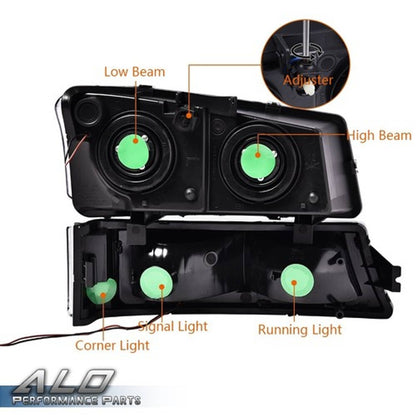 Solid Spare Fit For 03-07 Chevy Silverado Avalanche LED DRL Clear Lens Chrome Headlights